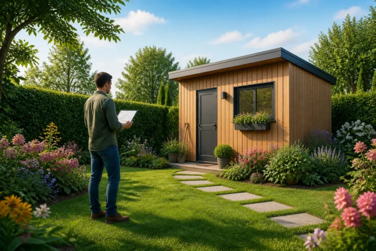 Planification dun abri de jardin moderne
