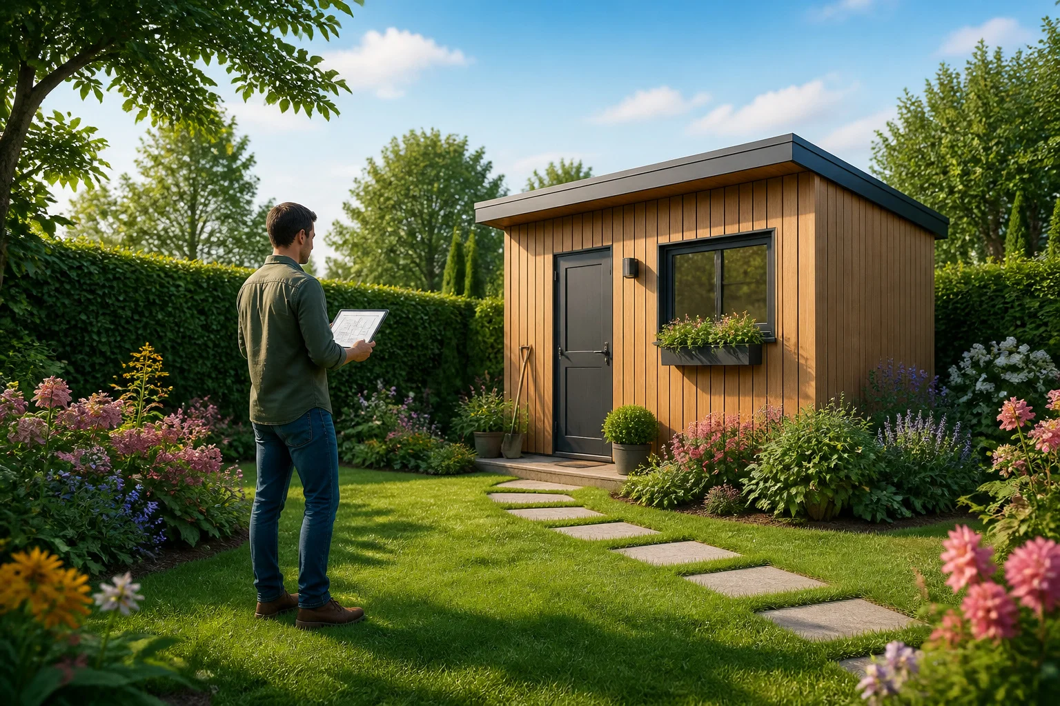 Planification dun abri de jardin moderne