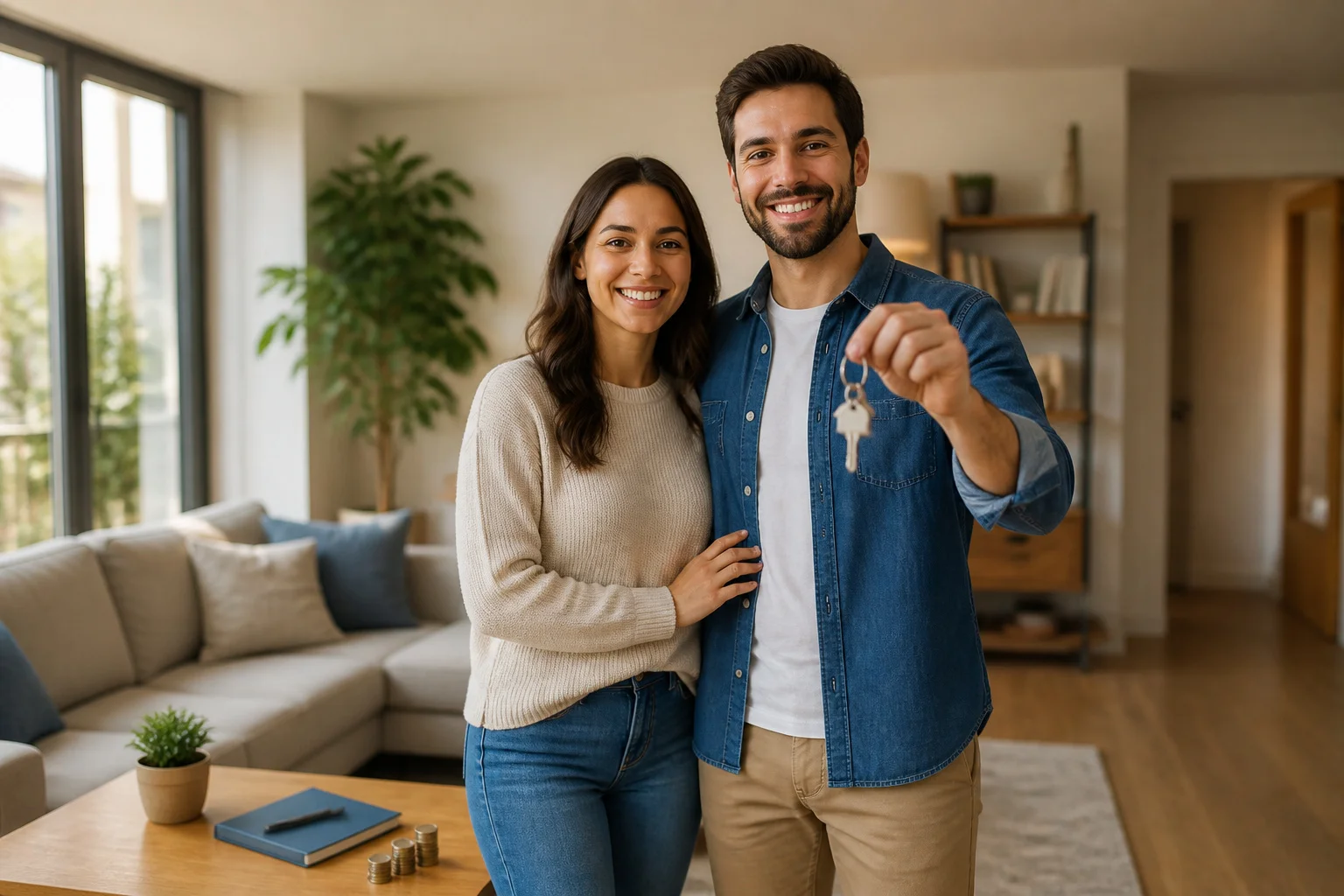 Nouveau chez soi un couple heureux avec ses cles