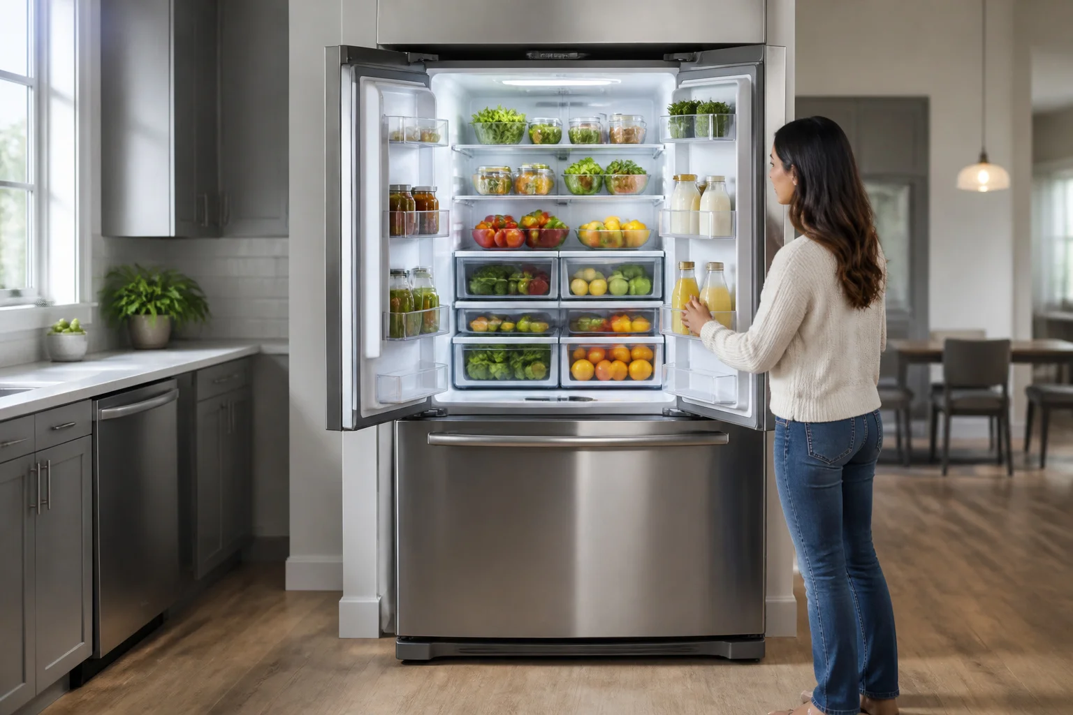 Refrigerateur moderne bien organise