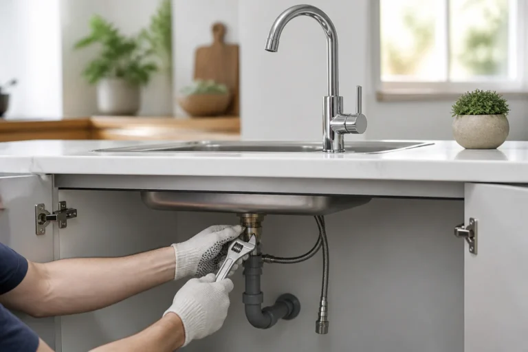 Installation robinet de cuisine moderne