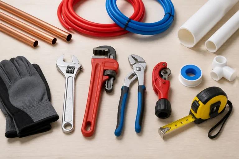 Outils de plomberie essentiels sur etabli