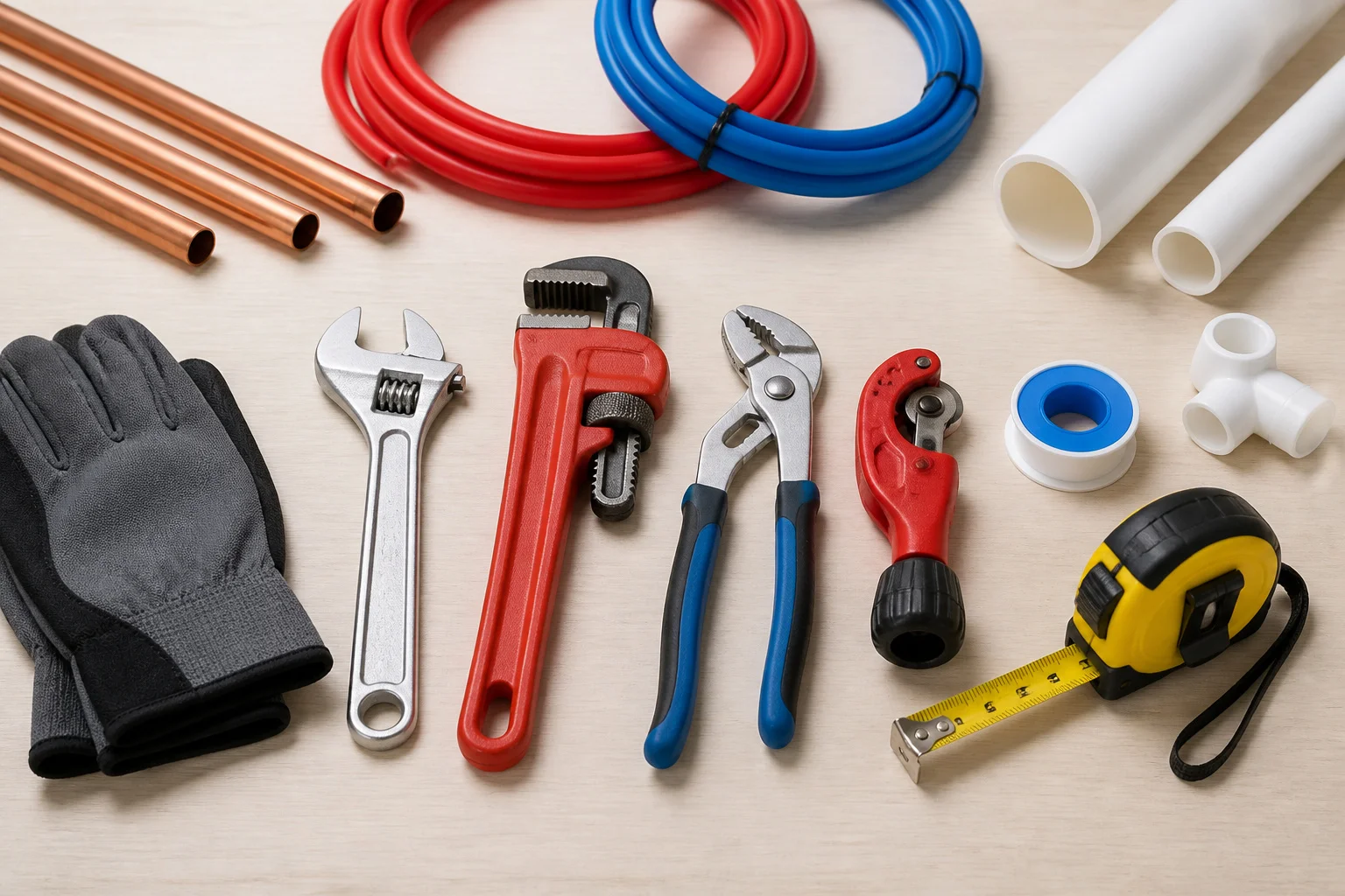Outils de plomberie essentiels sur etabli