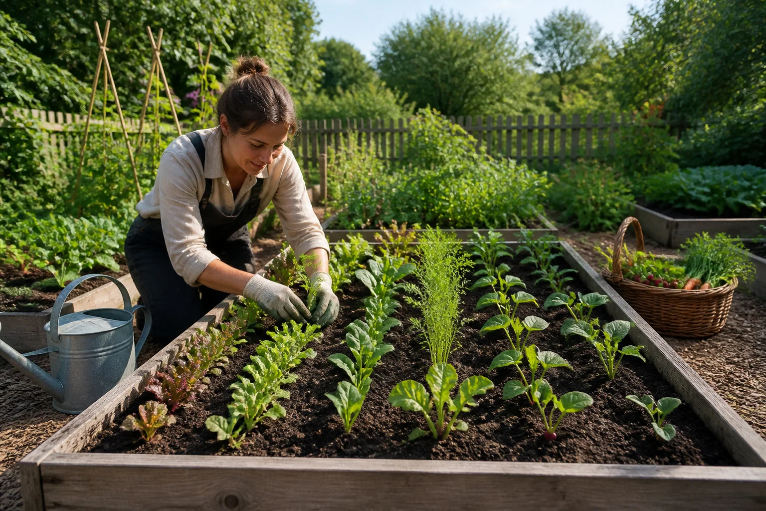 Jeune jardinier plantant des semis