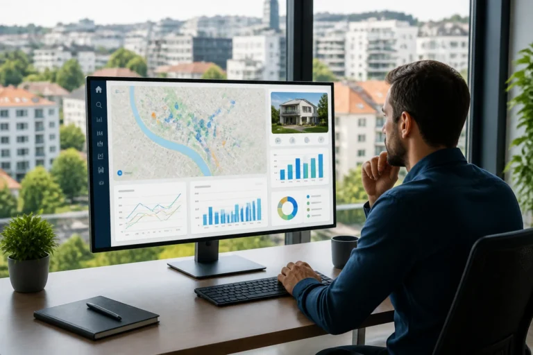Analyse immobiliere sur ecran moderne