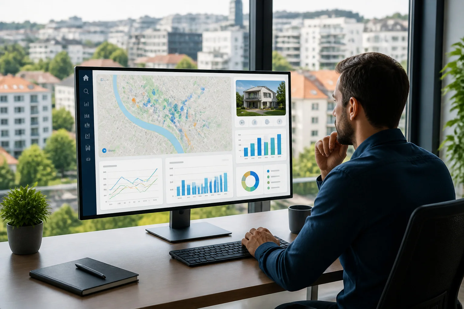 Analyse immobiliere sur ecran moderne