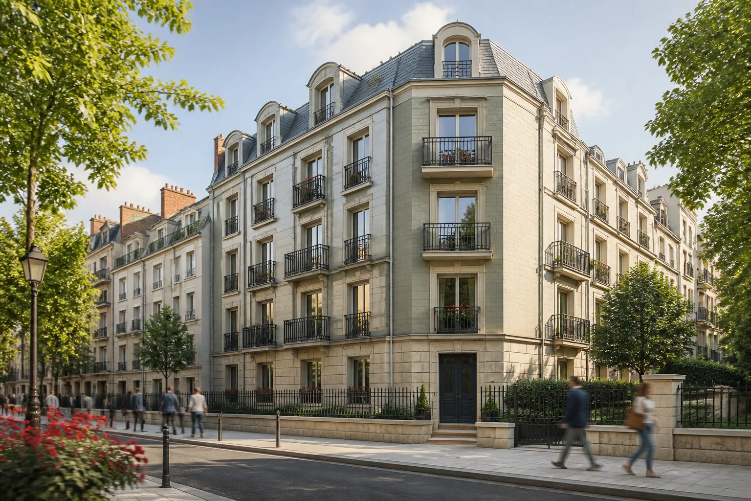 Facade dimmeuble residentiel moderne francais