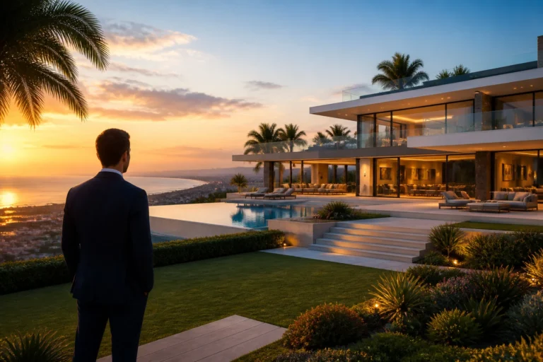 Villa luxueuse au coucher du soleil