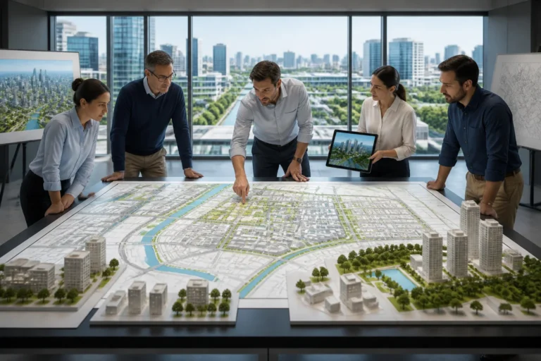 Reunion darchitectes autour dun plan durbanisme