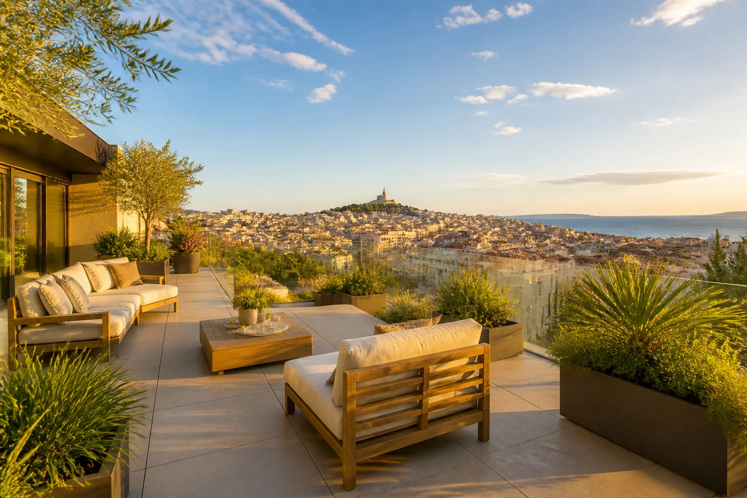 Terrasse de luxe a marseille vue mer et ville