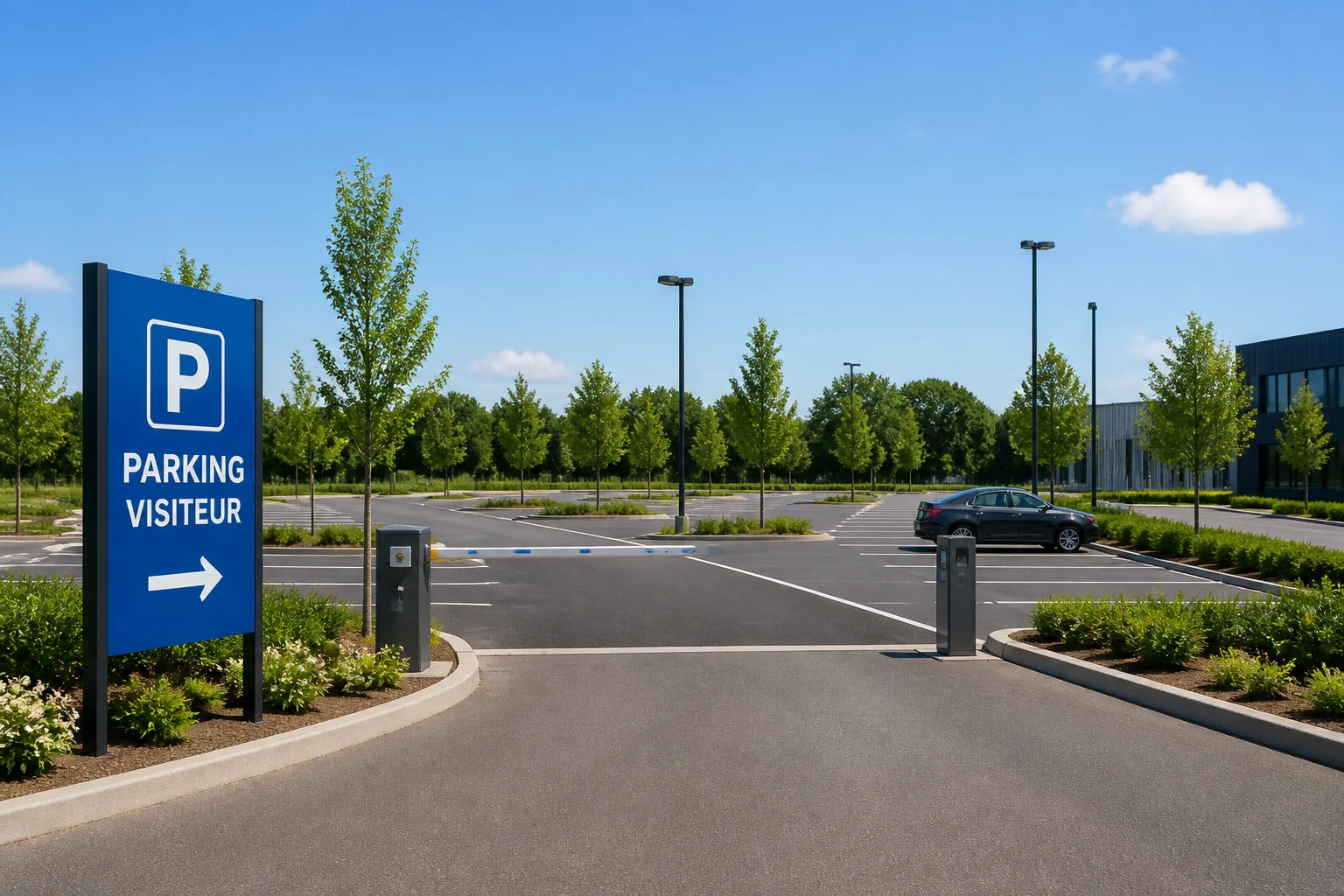 Parking visiteur moderne et bien entretenu