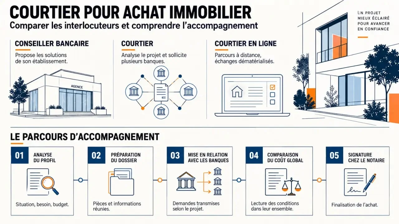 Courtier pour achat immobilier : comparaison des interlocuteurs et étapes du financement