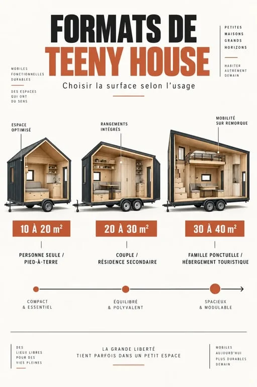 Teeny house : comparaison des surfaces de 10 à 40 m² et des usages possibles