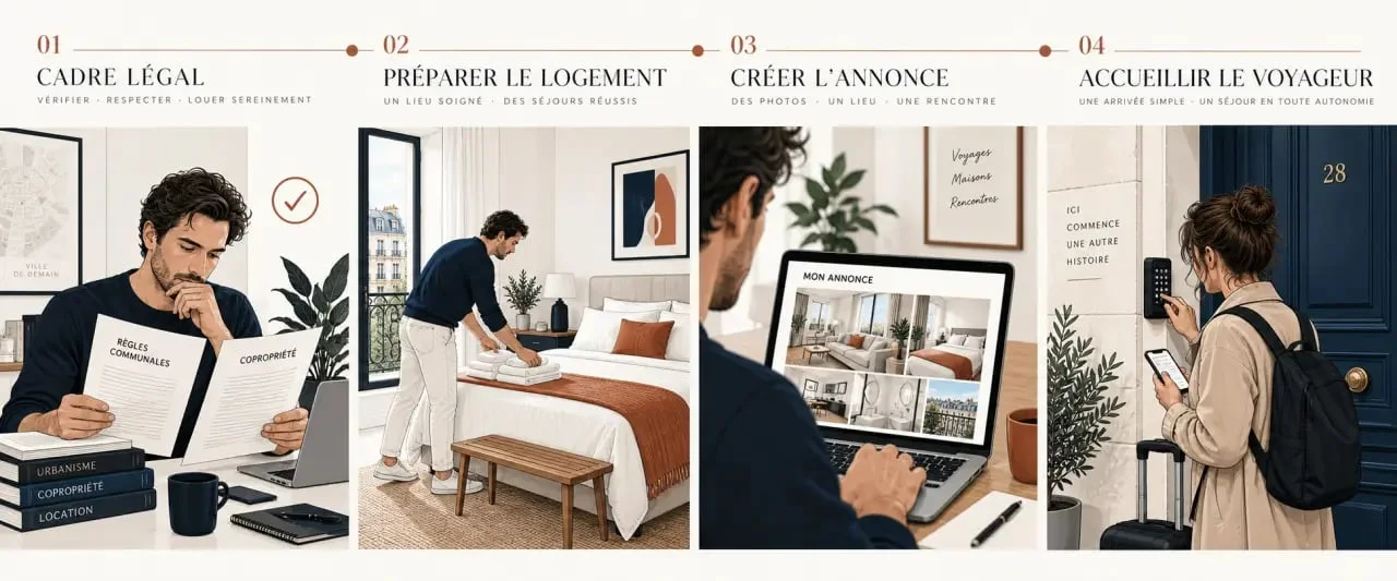 Louer un logement sur Airbnb : étapes de la vérification à l’accueil des voyageurs