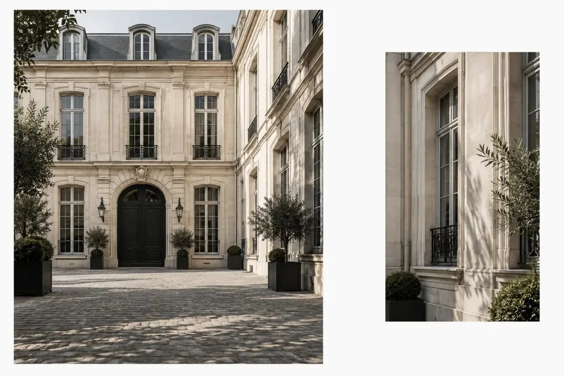 Vue extérieure de l'hôtel particulier Depardieu, dit hôtel de Chambon, à Paris