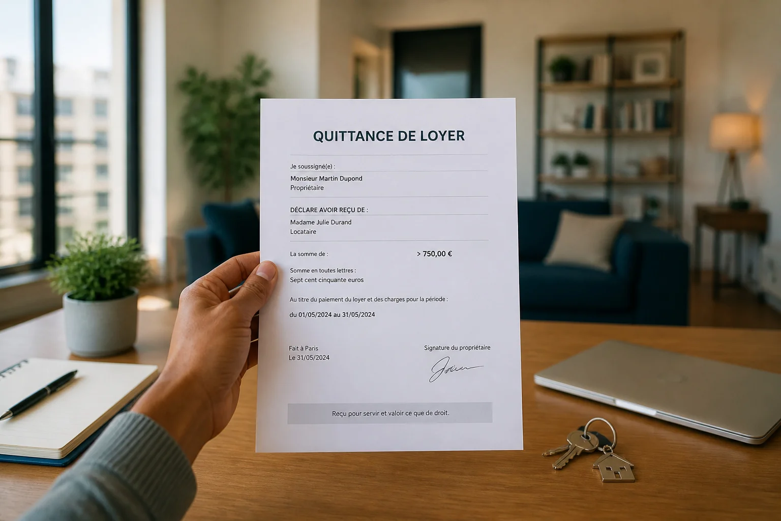Quittance de loyer recue