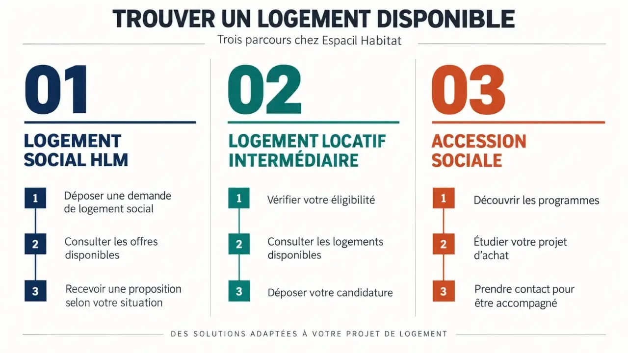 Logement disponible chez Espacil Habitat : différences entre logement social, LLI et accession sociale