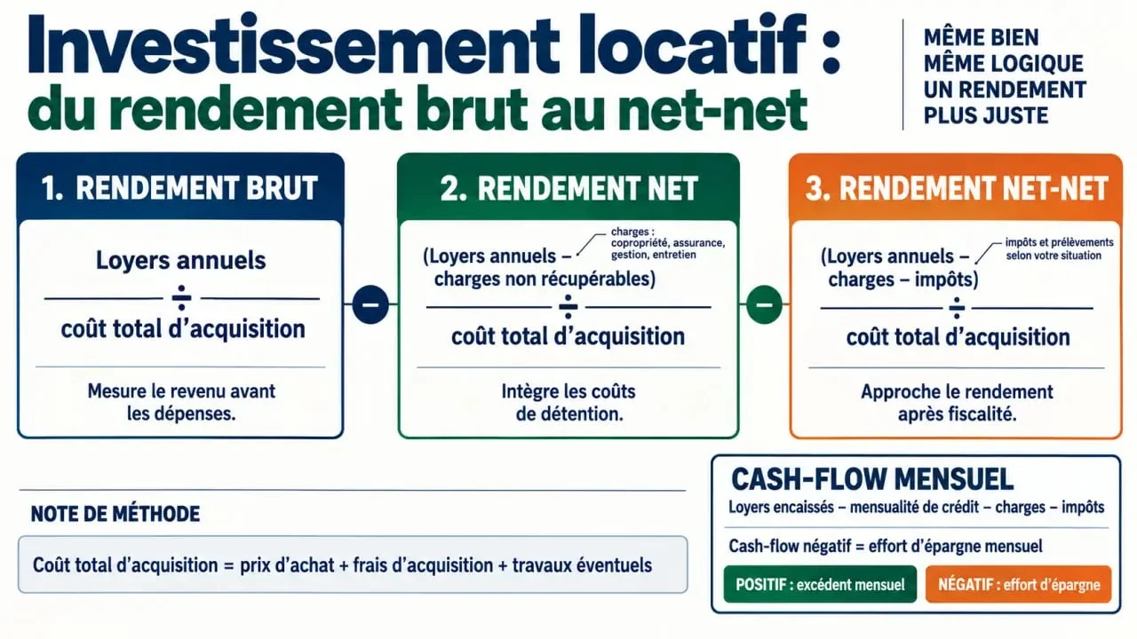 Comment calculer la rentabilité d'un investissement locatif du rendement brut au rendement net-net