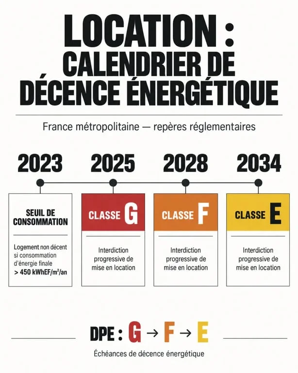 Classe énergétique en location : calendrier des interdictions des logements G, F et E